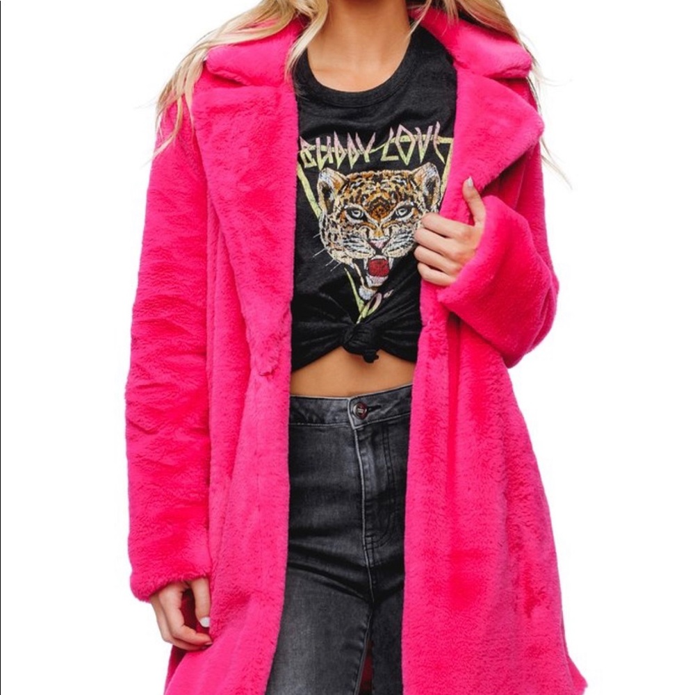 Buddy love Diana fur jacket hot pink
